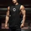Men's Tank Tops Japanese Anime Logo Wu Font Print Mens Gym Clothing Fitness Singlets Bodybuilding Top Muscle Shirt Sports Vest