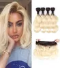 50 gbbundle Ombre Blond Hair Bundles Krótki styl bob 1012 cali brazylijska fala ciała 4 wiązki naturalny kolor Remy Human Hair Extens4825419