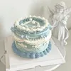 Dekorative Blumen 6 Zoll Blau Simulation Kuchenmodell künstliche Kunststoff Kiese Gel Frucht gefälschter Geburtstag Dessert Ladenfenster Display Requisiten