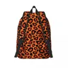 Ryggsäck orange leopard djurhudtryck kawaii ryggsäckar pojke tjej sport mjuka gymnasiesäckar designer ryggsäck