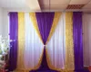 10ft x 10ft White Curtain Purple Ice Silk Drape Gold Sequin Decoration Backdrop For Wedding Party6271217