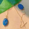 Boucles d'oreilles en peluche Oblateness naturel lapis lazuli lasurite 18k ligne d'oreille en or femme gemme coiffe