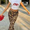 Saias 2024 Mulheres de verão Sexy Leopard Long Saia Ladies CHIFFON Fashion Fishtail Dress Cantura alta Slim Fit Floor Mapping Metade