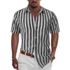 Summer Shirt Men's Beach randig skjorta Mäns korta ärm Hawaiian skjorta herrar