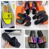 Kurt geiger sandaler berömda designer kvinnor platt bottenskor Sandale splice regnbågen slider örnhuvud inlagd diamant lyxiga flip flops kvinnor sandal skjutreglage storlek 42