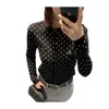 Miumiues Shirt Designer Luxury Fashion Womens Blouses Shirts New Sweet Style Classic Black and White Wavelet Dot Letter Collage Long Cardigan Long