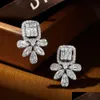 Stud Flower Lab Diamond Carenting Orecchino al 100% Sterling Sier Drop Clearnings for Women Bridal Promise Gioielli Regalo Dhgcd DHGCD