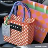 Beach Bags hemp rope vegetable basket bag woven shopping bag charity contrasting color handbag large capacity vacation beach bag for women Q240415