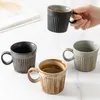 Ensembles de voies de thé en céramique tasse de café en céramique tasse de poterie grossière vintage avec poignée tasses de petit-déjeuner