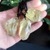 Decorative Figurines Mineraali Natural Citrine Rough Stone Pendant Beautiful Yellow Quartz Crystal Healing Gemstone Necklace Accessories