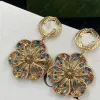 Moda colorida Diamante Padrão Dangle Brincos de lustre mulheres Aretas Arecchini Brass Designer Jóias para Mulheres Jóias de Aniversário de Engajamento de Partidas