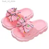 Slipper Children Slippers Girls Wearing Soft Soled Slippers Outside Cute Bow Anti Slip Bathroom Slippers Contrast Color Kid Slippers T240415