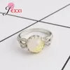 Cluster Rings 925 Sterling Silver Round Classic Sparkling Yellow Opal Stones Created Finger for Women Engagement Wedding Party