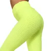 Bubble Yoga Jacquard Elastic Sports Bodybuilding pantaloni per il colore solido femminile in piena vita alta e leggings di sollevamento dell'anca F1515