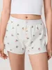 Kvinnors shorts kvinnor blommigt tryck för sommar elastisk midja knapp upp smal lounge korta byxor streetwear strand semester estetik y2k