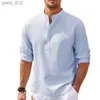 Men's T-Shirts 2024 New mens standing collar shirt mens long sleeved shirt mens casual shirt mens long sleeved mens shirt S-5XL yq240415