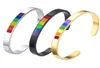 Bracelettes bracelets de bracelets de bracelets de manchette arc-en-ciel de 6 mm pour les femmes bijoux en acier inoxydable lesbien gay bracelet en métal rose LGBT Stripe 2225564