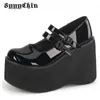 Kvinnor pumpar Mary Jane Super High Heel Platform Wedge Spring Ladies Sandals Belt Buckle Classic Sweet Punk Female Lolita Shoes 240403