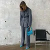 Pantalon de deux pièces pour femmes 2024 Couleur de sliïde Blazer à la taille décontractée et SUIT Collier de relevé à trois bouts Jacket Pant Femmes Femmes