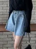 Shorts jeans for women estate in alto in vita largo largo bagliore corto jeans casual in stile coreano in stile coreano y2k denim 240415