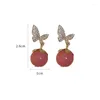 Dangle Ohrringe koreanische Mode Schmetterling für Frauen Pink Opal Valentinstag Jubiläum Geburtstag Schmuck Geschenk