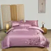 Bedding Sets Luxury Chinese Style Bamboo Embroidery Breathable Set Satin Silk Cotton Double Duvet Cover Bed Linen Pillowcases