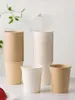 Disposable Cups Straws 40pcs/pack High Quality Bamboo Fiber Household Paper CupsCoffee Tea Party Supplies Plastic Cup With Lid