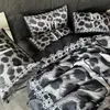 Designer bed luxury leopard Pattern quatily letter Print home four piece bedding down duvet sheet double bed king bed pillowcase duvet cover set