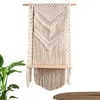 Decorative Plates Macrame Wall Hanging Shelves Tapestry Boho Organizer Hanger Portable Handwoven For Home Office Decor