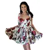 Vestido de coquetel de impressão floral 2k24 rosa babydoll júnior lady winter semi formal evento hoco gala graduação nye sweet 16 Dance Homecoming vestido de férias tiras de tampa