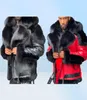 Men039s Fur Faux Leather Winter Jacket Thicken Velvet Collar Hooded Zipper Color Block Patchwork Fashion Red Men3525940