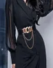 Elastik Kadın Kemer Tasarımcı Moda Metal Kalın Zincir Streç bel kayışı Lady Elbise Ceket Takım Allmatch Dekoratif Bel Belgesi H2206133126