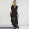 Kvinnor Jumpsuits Rompers Style Cross midja Deep V Drop Delivery Apparel Clothing Dhhia