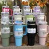 مع 1: 1 شعار 40 أوقية التبريد H2.0 Tumblers روز الكوارتز دوامة دوامة الفولاذ المقاوم للصدأ مع مقبض القش و Cosmo Pink Parade Flamingo Mugs Water Bottles G0415