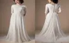 Ivory Champagne Modest Wedding Dresses With 34 Sleeves Beaded Lace Aline Chiffon Boho Informal Bridal Gown LDS Religious Wedding8047076