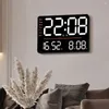 Väggklockor LED digital klocka 12/24 timmar Justerbar ljusstyrka Temperatur Fuktighet Display Tabell Alarm Multifunktionell