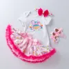 Set per bambini, outfit del primo anno, abito da arrampicata ricamato a maniche corte estiva, set di gonne principessa