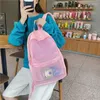 Backpack 2024 Japonês Transparente Adolescente Meninas Escola Mulheres Clear Mulheres Nylon PVC Trendência Sólida Trend Backpacks pretos