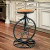 Decorative Figurines Industrial Style Creative Iron Bicycle Bar Chair Stool Solid Wood Surface Lifting High Foot Wheel Round