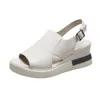 Womens Platform Wedge Sandals Cankle Strap Buckle حجمًا كبيرًا من الصنادل الكعب العالي 240415