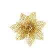 Dekorativa blommor 10st julflöden Flower Glitter Artificial Tree Ornament för Xmas Wreaths Decorations