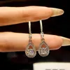 0.5CT 5mm GRA VVS Diamant ongewoon Langhangende bengelende druppel Moissanite oorbel voor vrouwen 925 Sterling zilveren bruiloft fijne sieraden