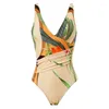 Women's Swimwear Ethnic Style Print Swimsuit Women 2024 High Waist Skirt Bikini Two Piece V-neck Monokini Brazilian Bathing Suit Summer