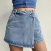 Rimocy mode onregelmatige hoge taille denim shorts vrouwen zomer een lijn rok broek vrouw streetwear blauw korte jeans vrouw 240415