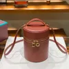 2024 Neues echtes Leder -Exta -Gehäuse minimalistischer LP Kleine Zylindertasche Mode One Schulter -Crossbody Body Bucket Bag Trendy