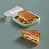 Dinnerware Portable Silicone Sandwich Toast Bento Box With Handle Container Snack Reusable Office Worker Lunch