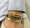 Bracelets de charme 3pcsset Gold Luxury CZ Coroa Breads Pilhas de pulseira de macboches de macram para jóias para acessórios de jóias2681605