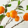 Fleurs décoratives 7 Imitation orange ornements meubles de fruits en mousse avec des feuilles branche fausses