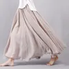 14 kleuren linnen maxi rok geplooid vintage boho lang casual katoenen strandimperium Aline Ladies Clothing 240402