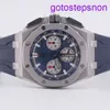 Ap Sports Wrist Watch Royal Oak 26420Ti Blue Disc Chronógrafo Relógio masculino Titanium metal automático Swiss Luxury Tromppile Data Diâmetro 43mm